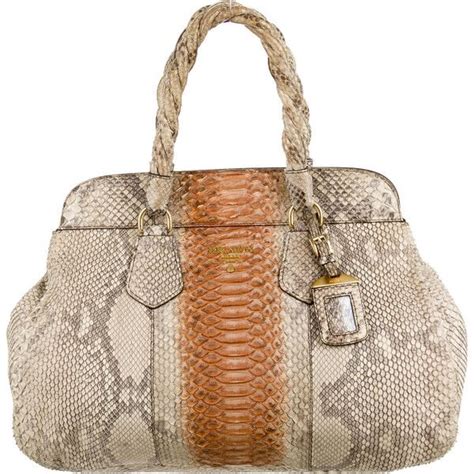 prada brown python frame tote